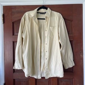 cream oversized button up flannel
